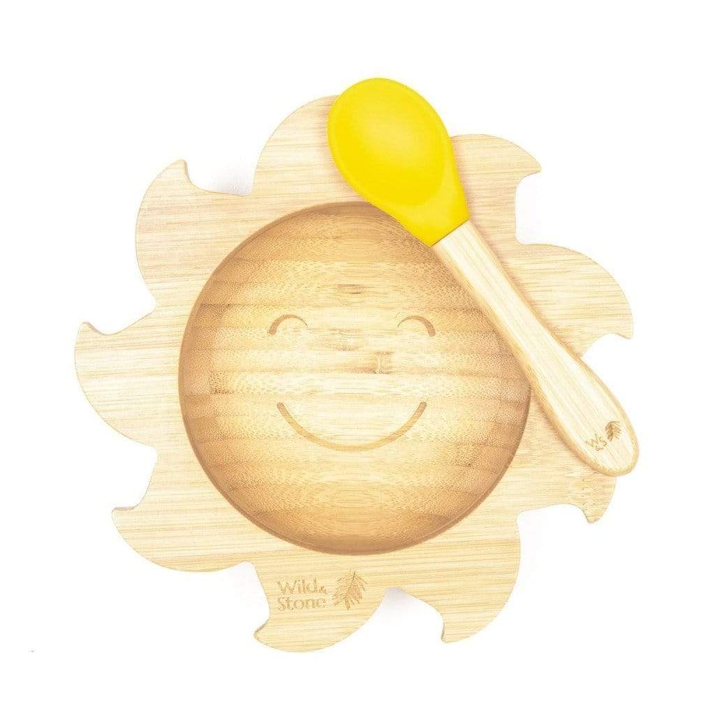 Wild & Stone Kitchen & Dining Wild & Stone - Baby Bamboo Weaning Bowl and Spoon Set - You Are My Sunshine - Yellow