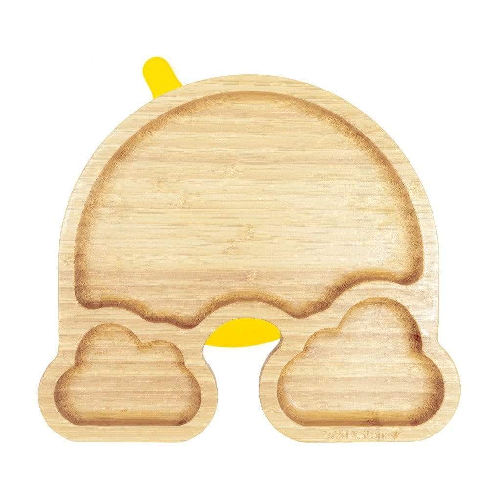 Wild & Stone Kitchen & Dining Wild & Stone - Baby Bamboo Weaning Suction Section Plate - Over The Rainbow - Yellow